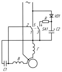 схема торможения конденсаторного электродвигателя